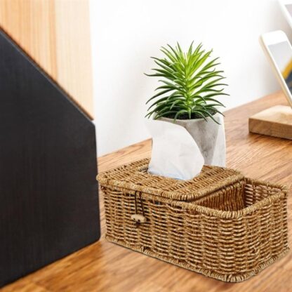 Rattan Tissue Box Cover with Removable Case