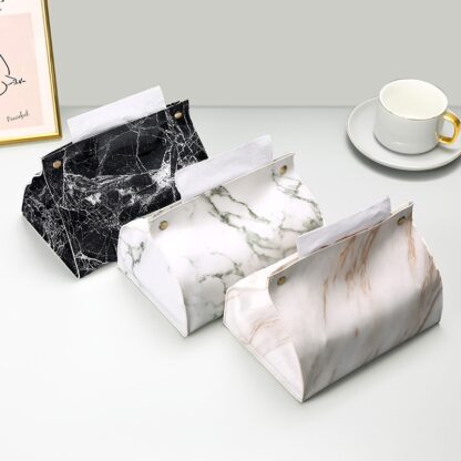 Artificial Leather Marble Napkin Holder - Image 2