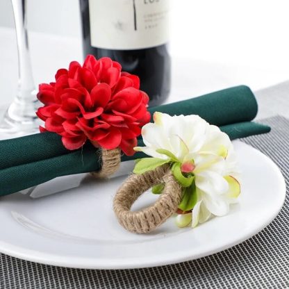Floral Napkin Rings Set - Image 2